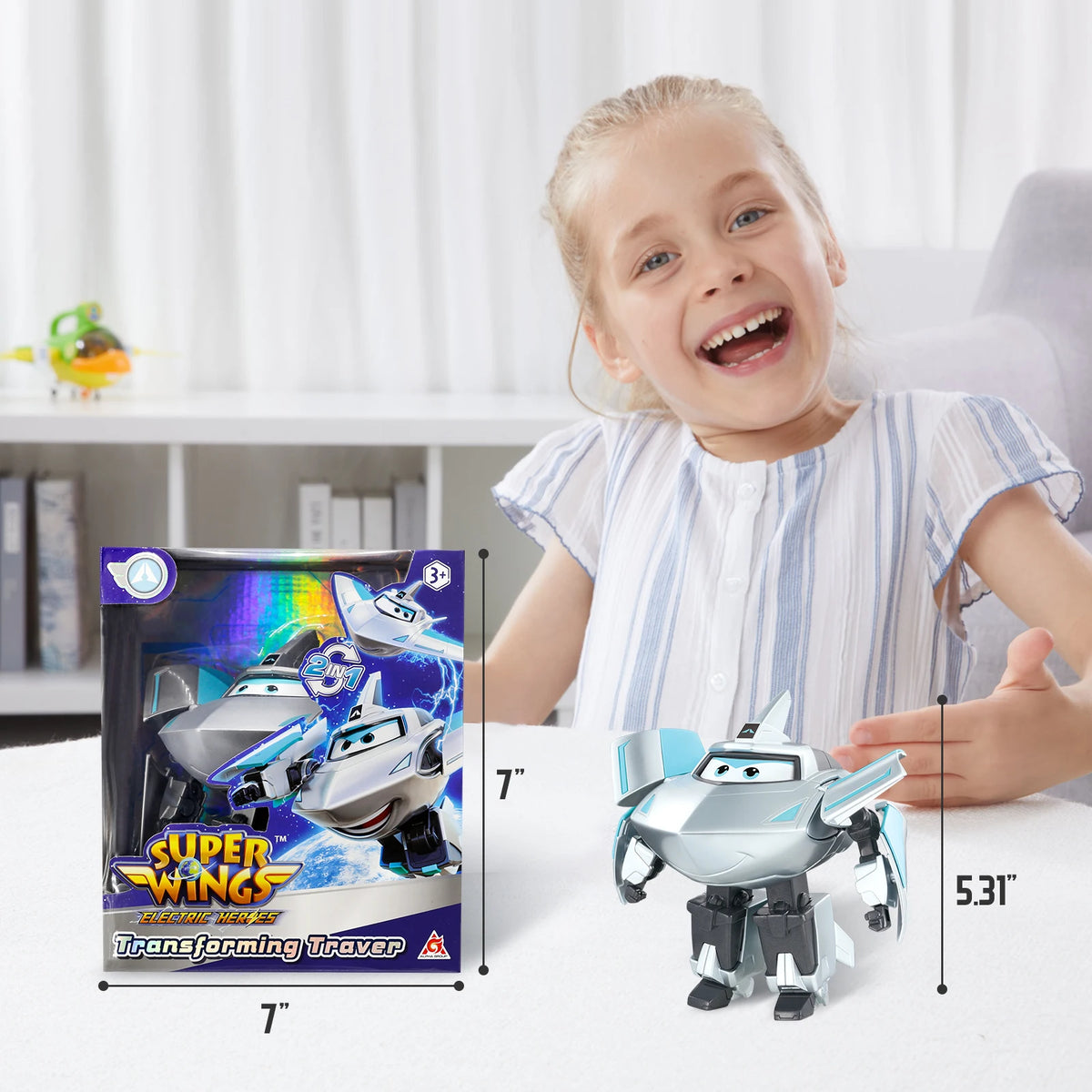 Super Wings 5 Inches Transforming Golden Girl  Deformation Transform from Airplane to Robot in 10 Steps Action Figures Kid Toys
