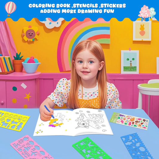 Unicorn Drawing Toys With Сoloring Book Colored Pencils Crayons Montessori Arts and Crafts Painting Kit for Kids Girls Gifts