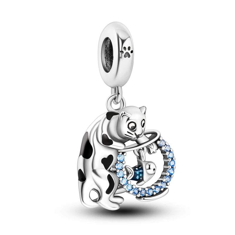 925 Silver elephant lion rhinoceros dinosaur Animal Charms Beads Fit 4MM hole diamet Bracelets Fine DIY Christmas Jewelry Gifts