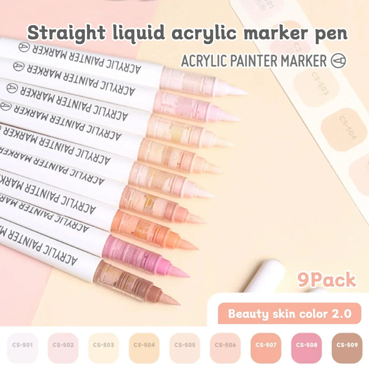 9pcs/Box MIX Color Acrylic Markers Set Kids Gift Art Rock Painting Pens Graffiti For Stone Glass Book Shoes DIY Craft Supplies