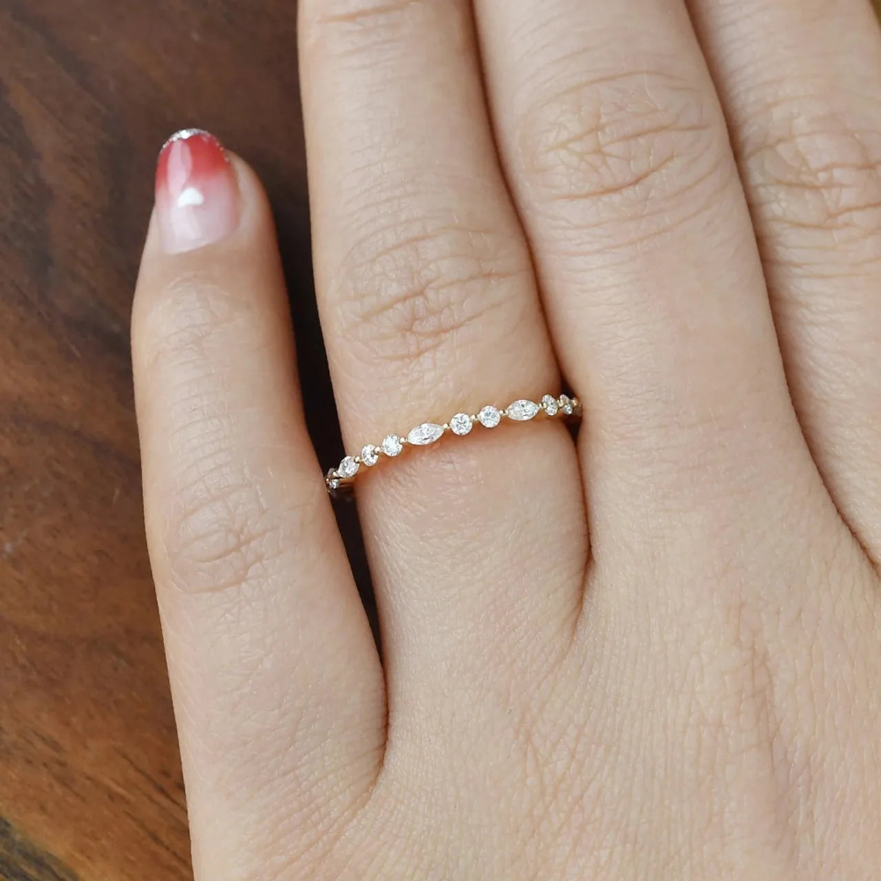 Silver S925 Full Eternity Band 14K Gold Plated Zircon Ring for Women Birthday Gift Wedding Rings Luxury Jewelry Accessories