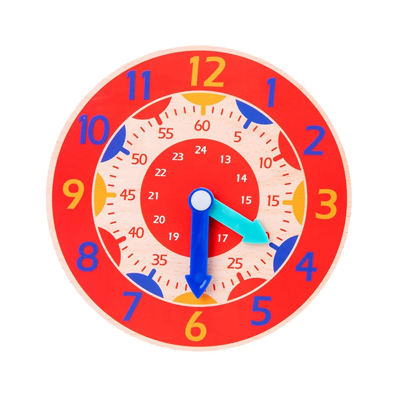 Kids Montessori Wooden Clock Toys Time Learning Teaching Aids Educational For Children Primary School Clever Board Toy