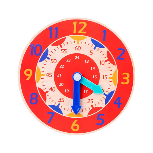 Kids Montessori Wooden Clock Toys Time Learning Teaching Aids Educational For Children Primary School Clever Board Toy