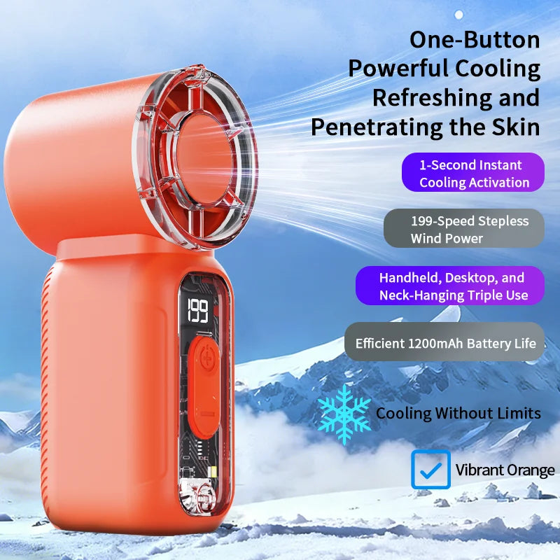 Super Mini Rechargeable Handheld High Speed Fan Powerful Wind Ultra-Quiet Fan Digital Display Pupular Summer Portable Fan