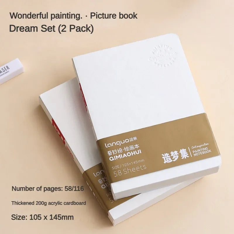 58 Sheets Borrence Drawing Notebook Sketchbook Handheld Portable Watercolor Coloring Book Oil Paint Gouache Notepad Stationery
