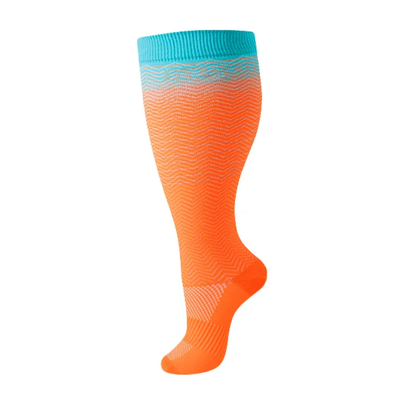 2XL-4XL Plus Size Compression Socks for Women Men 20-30 mmHg Wide Calf Extra Large Knee High Flight Sock for Circulation Support