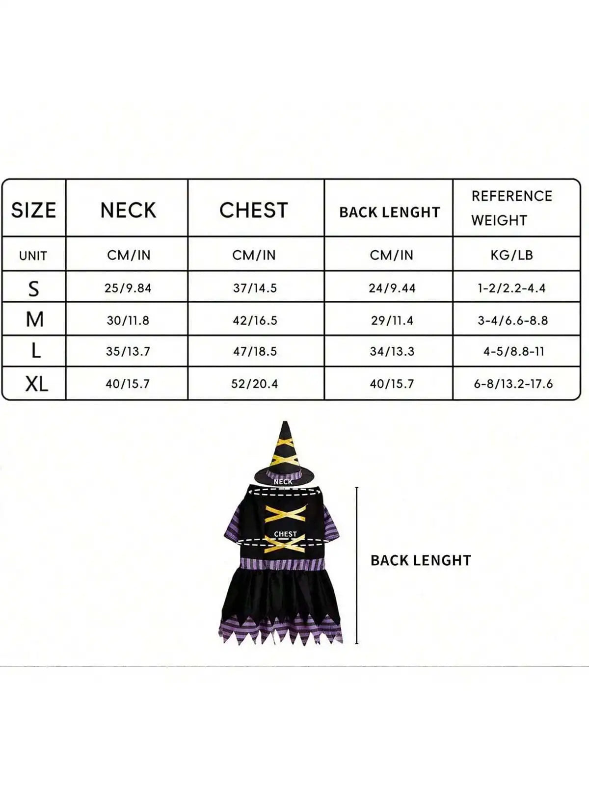 Pet Witch Costume with Hat – Black Halloween Dress for Dogs & Cats, S–XL