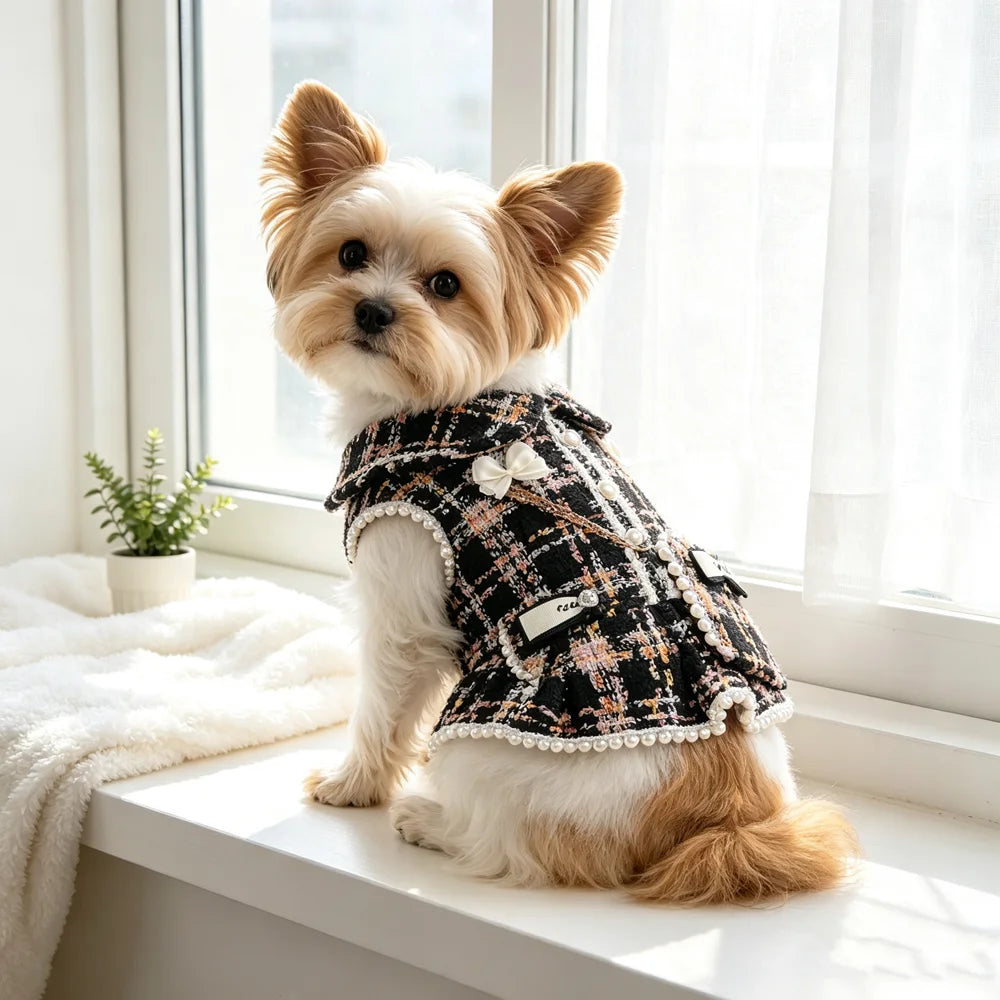 Pearl Puppy Costume Outfit For Small Dogs Chihuahua Yorkie Autumn Winter Pet Halloween Princess Clothing For Female Cat Animal