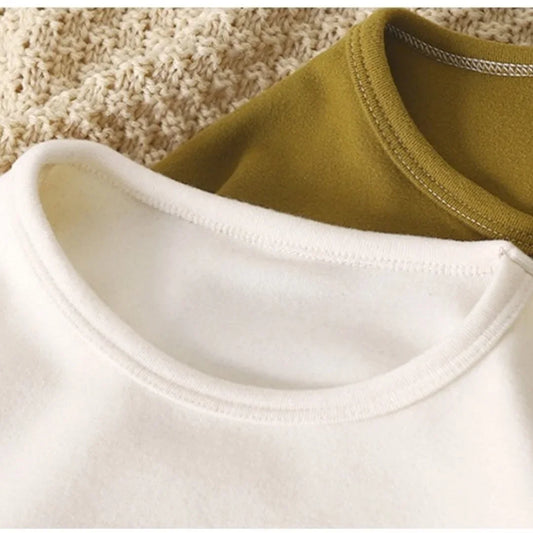 1-10Y Children's T-shirt Korean Kids Simple Long Sleeved Base Shirt Baby Boys and Girls 2025 Autumn Winter New Baby Loose Tops