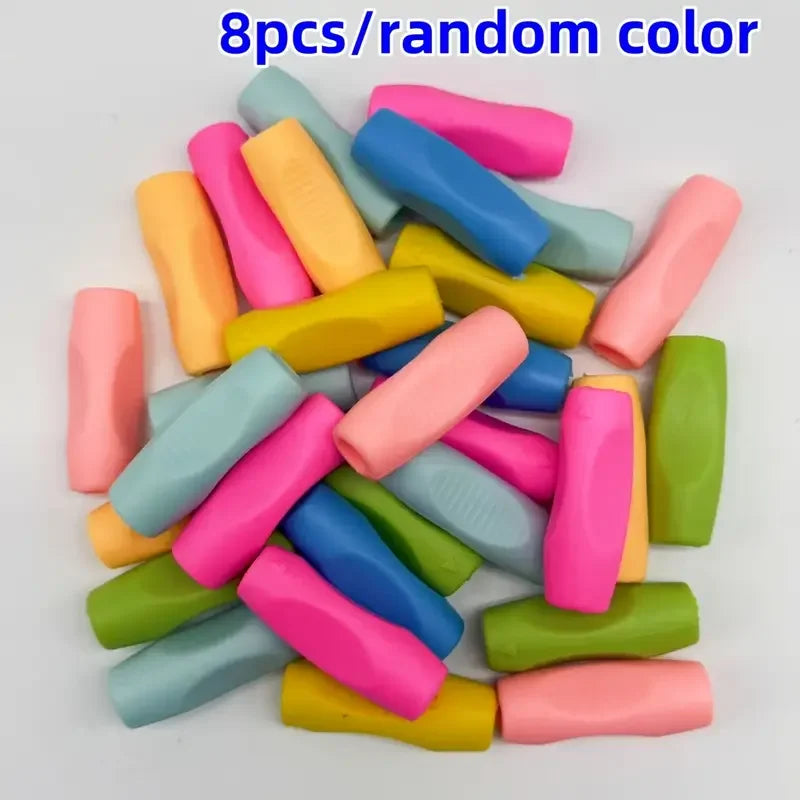 8pcs Silicone Pencil Grips - Ergonomic Adjustable Holders for Kids, Posture Correction, Non-Slip & Durable for School & Office