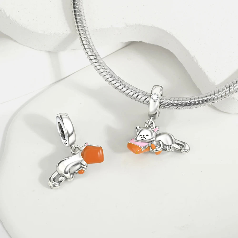 Charms Plata Cat Heart Swing Mothers Day Gift Silver Plated For Charms Silver Plated Original Bracelet for Jewelry Making