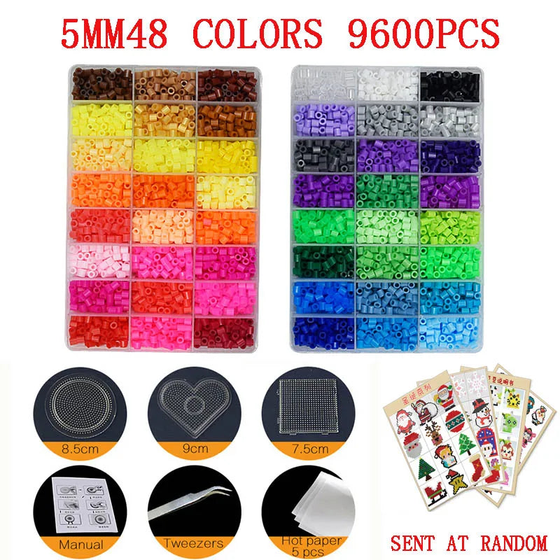 24/72 colors box set hama beads toy 2.6/5mm perler educational Kids 3D puzzles diy toys fuse beads pegboard sheets ironing paper