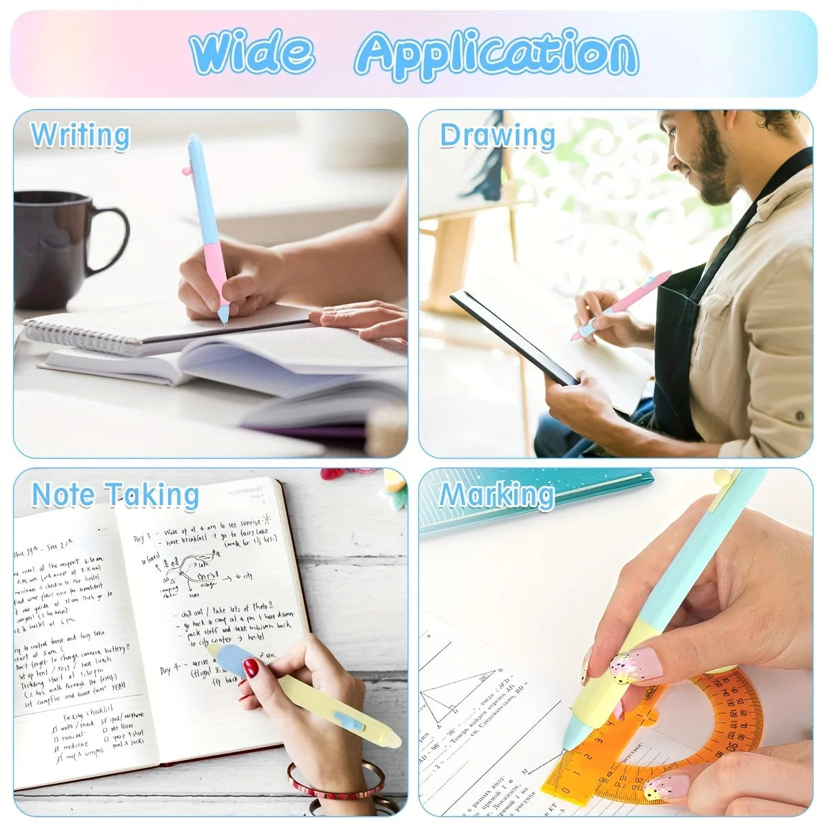 Retractable Erasable Gel Pens Fine Point 0.5 mm, No Need for White Out, 4pack  Black/Blue Ink for Completing Sudoku and Crosswor