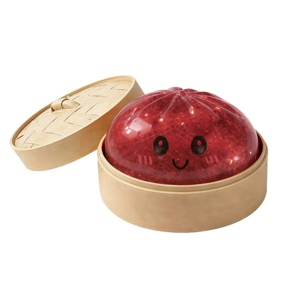 Realistic Giant Dumpling Squeeze Toy with Bamboo Steamer Soft TPR Dough Ball Decompression Fidget Toy Creative Funny Gift