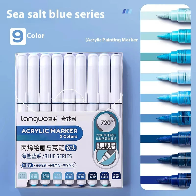 Acrylic Marker Set – Soft Brush Tip Paint Pens in Themed Colors, 9–45 Colors
