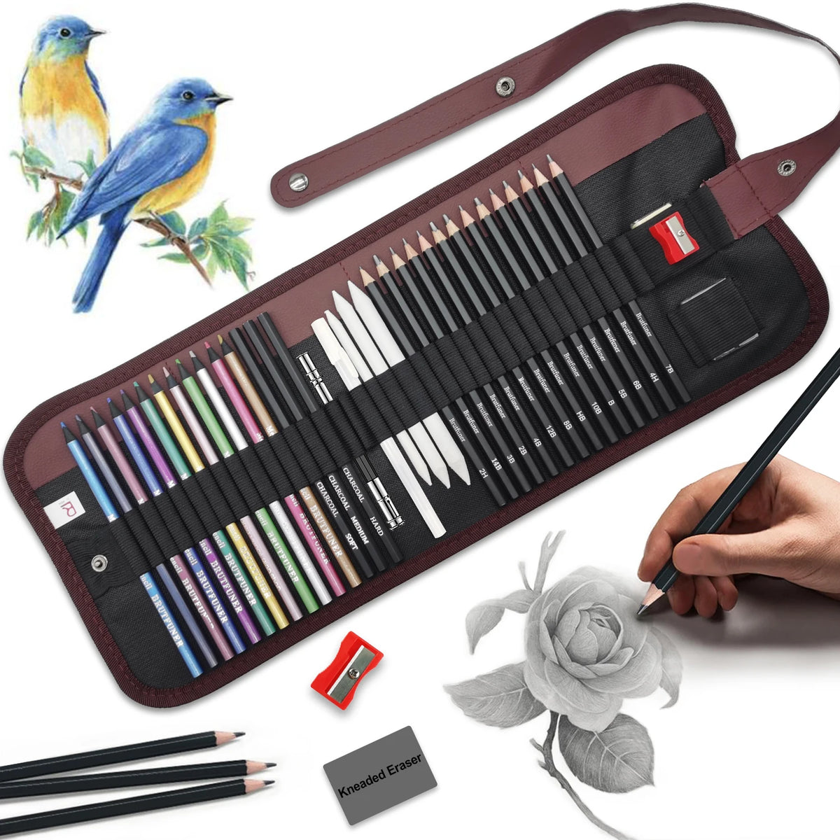 29-70 pcs Drawing Set Sketching Kit - Art Supplies,for Adults Artists with 3-Color Sketchbook,Graphite,Pastel,Charcoal Pencils