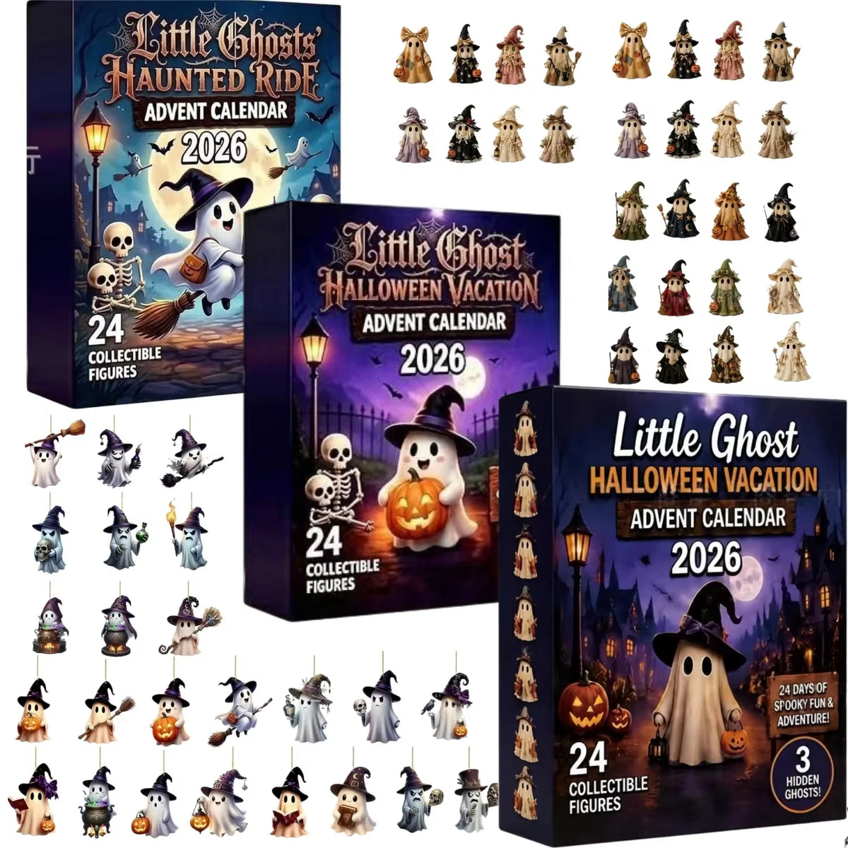 2026 Halloween Party Countdown Advent Calendar Pendant Decoration 2D Flat  Luminous Ghost Christmas Decoration 24 Day Countdown