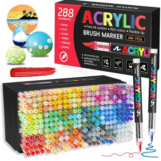 12/320/366 Colors Acrylic Markers Set Soft Brush Pen Systems for Drawing Anime Painting DIY Stone Glass Wood Gifts Art Supplies