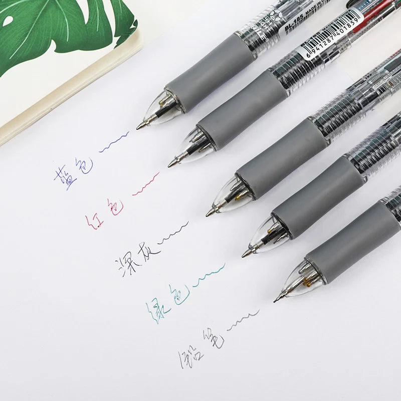 5 In 1 Multicolor Ballpoint Pens with 4 Colors Replaceable Pen Refills 1 Automatic Pencil Lead Kawaii Stationery Top Eraser