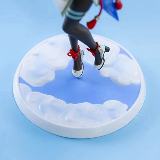 23CM Anime Ganyu Games Genshin Impact Action Figure Watch The Moon Shouyue Black Silk Standing Paimon Model Toys Collection Doll