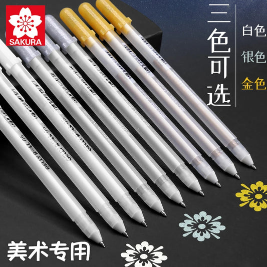 3pcs Sakura Gelly Basic White Gel Ink Pen - 05 08 10 for Black Paper Drawing,Card Making, Art Highlight & Artists Drawing