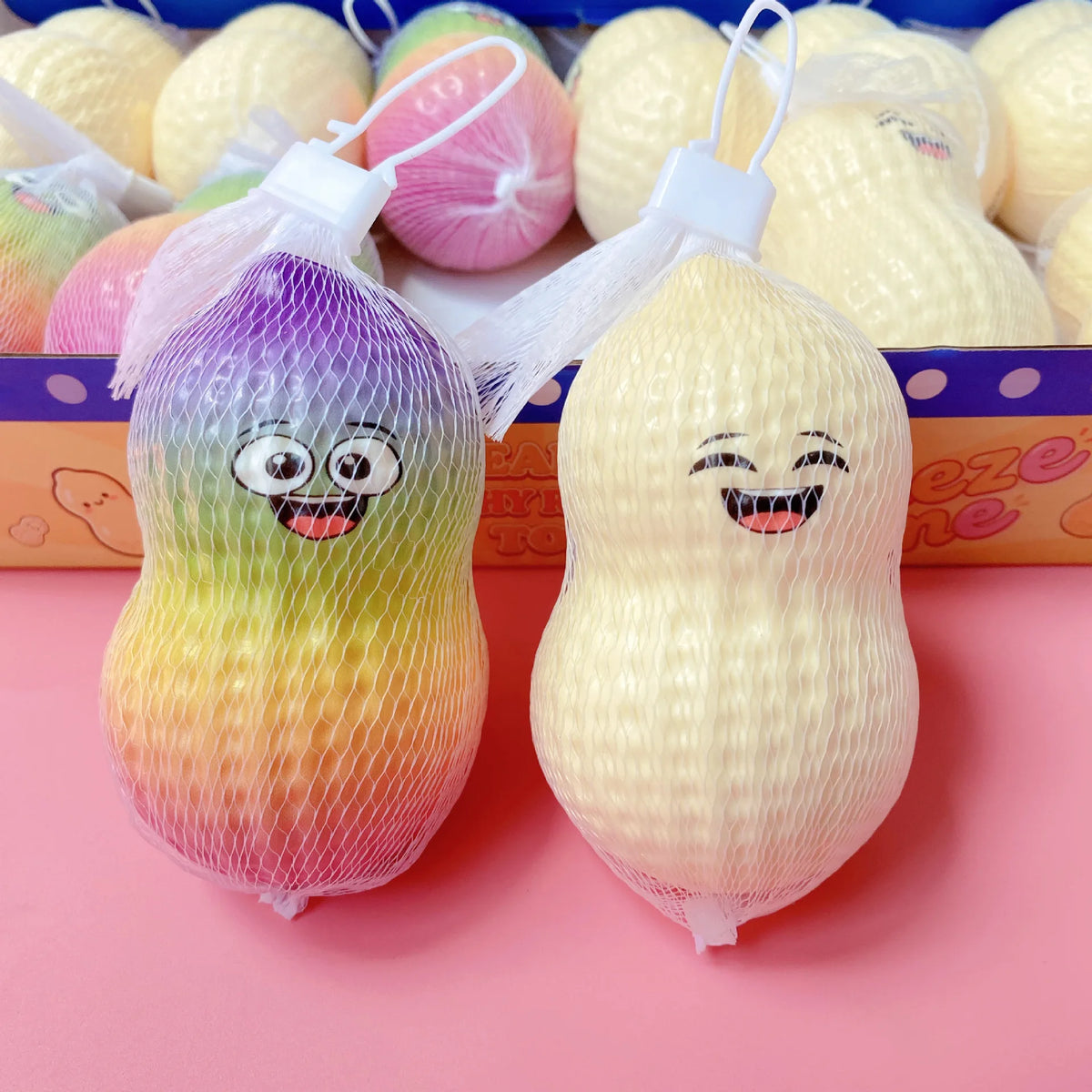 Good Luck Peanut PU Squishy Toy, Mud Texture Slow Rising Finger-Sticking Decompression Fidget for Adults, Wholesale Blind Box