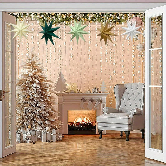 5pcs Multicolored Paper Star Decorations for Christmas, Suitable for Festive Hanging Ornaments, Store Celebration Decorations
