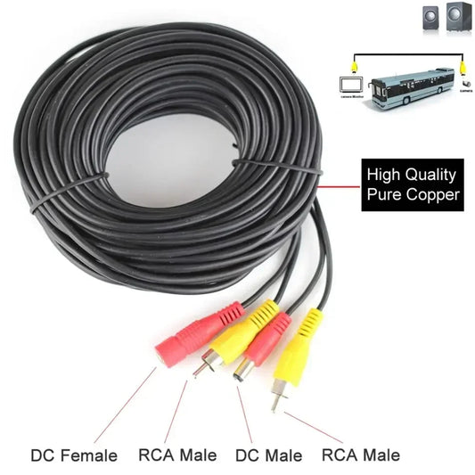 5 10 20 Meters DC Power RCA AV Video 12V Extension Cable for Car Truck Bus Parking Home Security Surveillance CCTV Camera