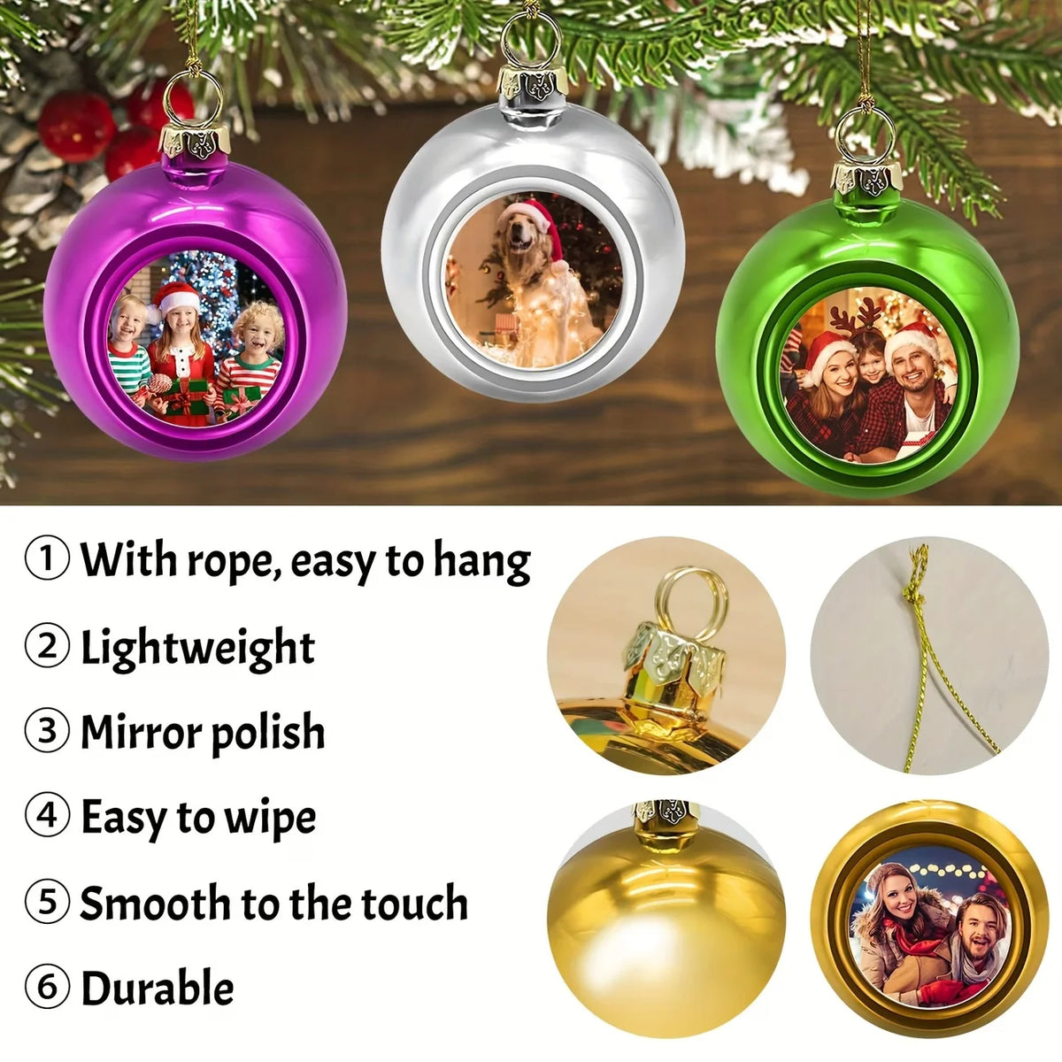 Custom Photo Christmas Ornaments, DIY Personalized Christmas Balls, Custom Xmas Gifts for Home & Christmas Tree Decorations