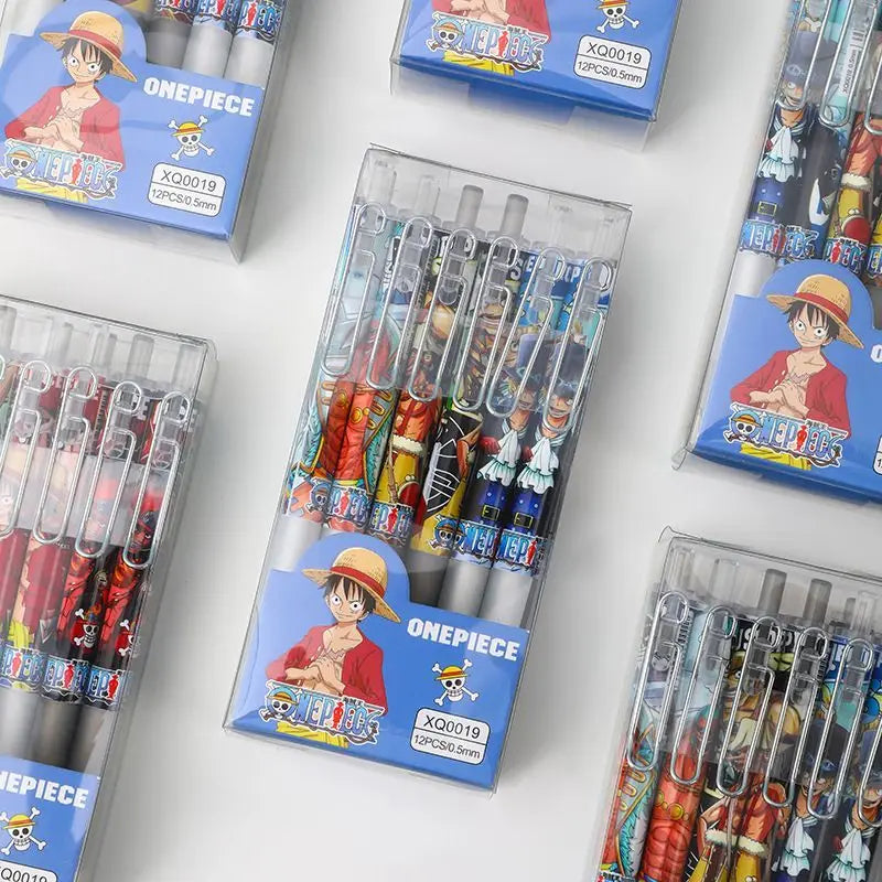 Bandai Cartoon One Piece Anime Metal Hook Student Press Pen Gel Pen Creative Cartoon Stationery 0.5mm Bullet Black Ink Gift