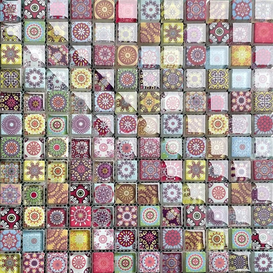 Bohemian Glitter Mosaic Tiles – 110g Glass Craft Tiles in Blue & Green