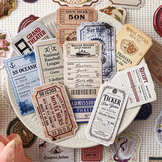 40pcs/pack Antique Collectors Series Creative Retro Art Aesthetic Label Stickers Scrapbooking DIY Decorative Materials Stickers