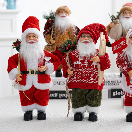 Santa Claus Decorations, Standing Christmas Santa Claus Figurine Figure Decor Christmas Sock and Gifts Bag Christmas Decoration