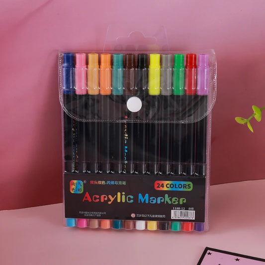 24-120 Colors Dual Tip Acrylic Paint Markers Pens Set Perfect for Rock Painting, Wood, Fabric, Glass, Canvas, Drawing  Coloring