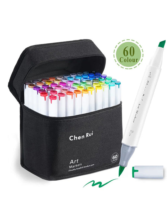 Dual Tip Art Markers – Brush & Chisel Permanent Markers, 48–180 Colors