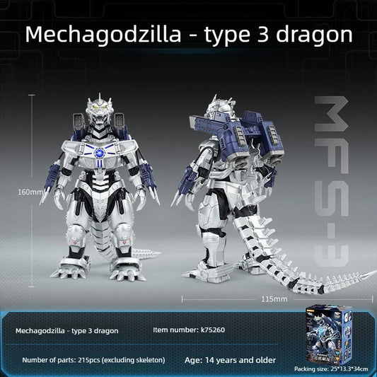 Original Keeppley Mechanical Godzilla Three Form Dragon Loving Edition Monster Assembly Model Doll Set Action Figure Gift
