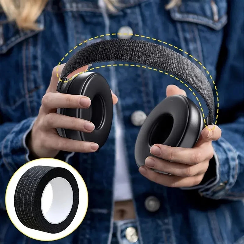 6pcs Tearable Headphone Headband Protector Tape,Anti-Aging Peeling Repair Strip for Over-Ear Headsets,Durable Fiber Material
