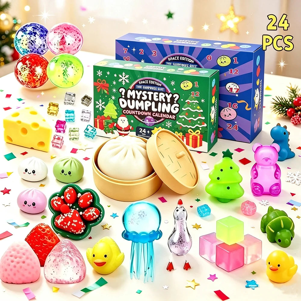 Christmas Dumpling Squishy Advent Calendar – 24 Soft Mystery Surprise Toys