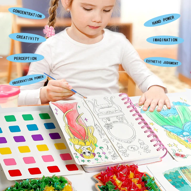 Children's Fabric Art Craze Poke Drawing Craft Toys DIY Creative Puzzle Puncture Painting Poking Sticker For Kids Birthday Gifts