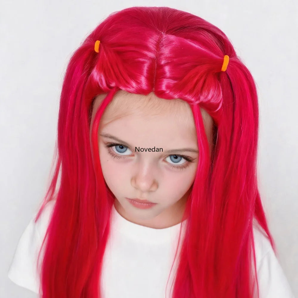 Anime Long Purple Braiding Hair Extension Ponytail Wig Cosplay Halloween Golden Costume Pink Black Bun Synthetic Wig Girl Kids