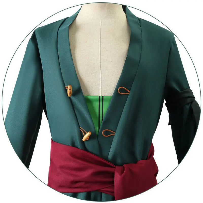 Roronoas Cosplay Costume Anime Kimono Robe Zoro Cloak Uniform Halloween Outfits With Earrings For Comic Con