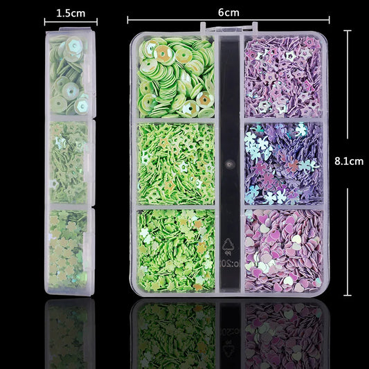 Mix Glitter Flakes Sequins Set For Women Girl  DIY Party Make Up Decoration Jewelry Filling Materials B0126