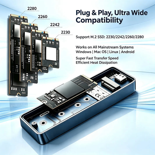 M.2 SSD Enclosure with Smart Display,Real-Time SSD Health Monitor, USB 3.2 Gen 2 10Gbps, NVMe PCI-E & SATA M.2 SSD Case