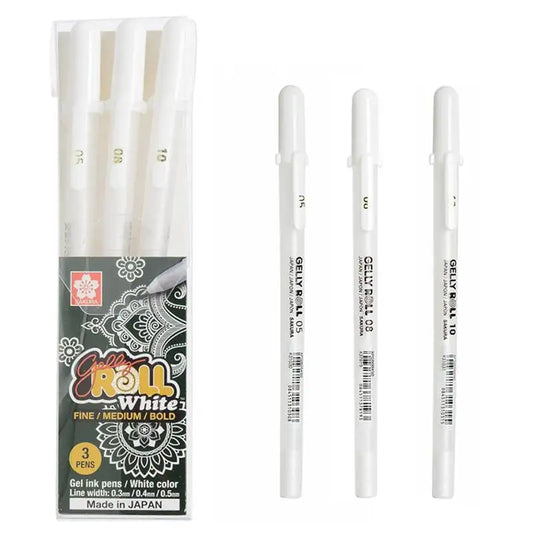 1/3PCS SAKURA Gelly Roll Gel Pens Highlight Marker for Journaling Art Drawing Classic White Ink Assorted Point Fine Medium Bold