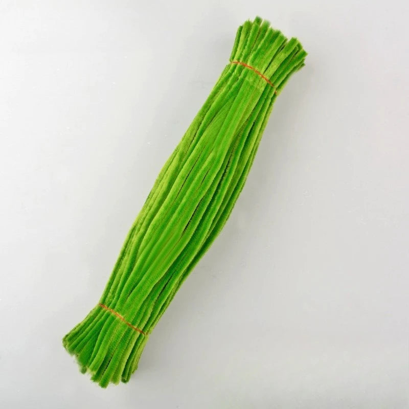 100pcs DIY Creative Twisting Rod Green Pipe Cleaner Craft,Thick Fluffy Suitable for DIY Craft Projects Christmas Tree Decoration