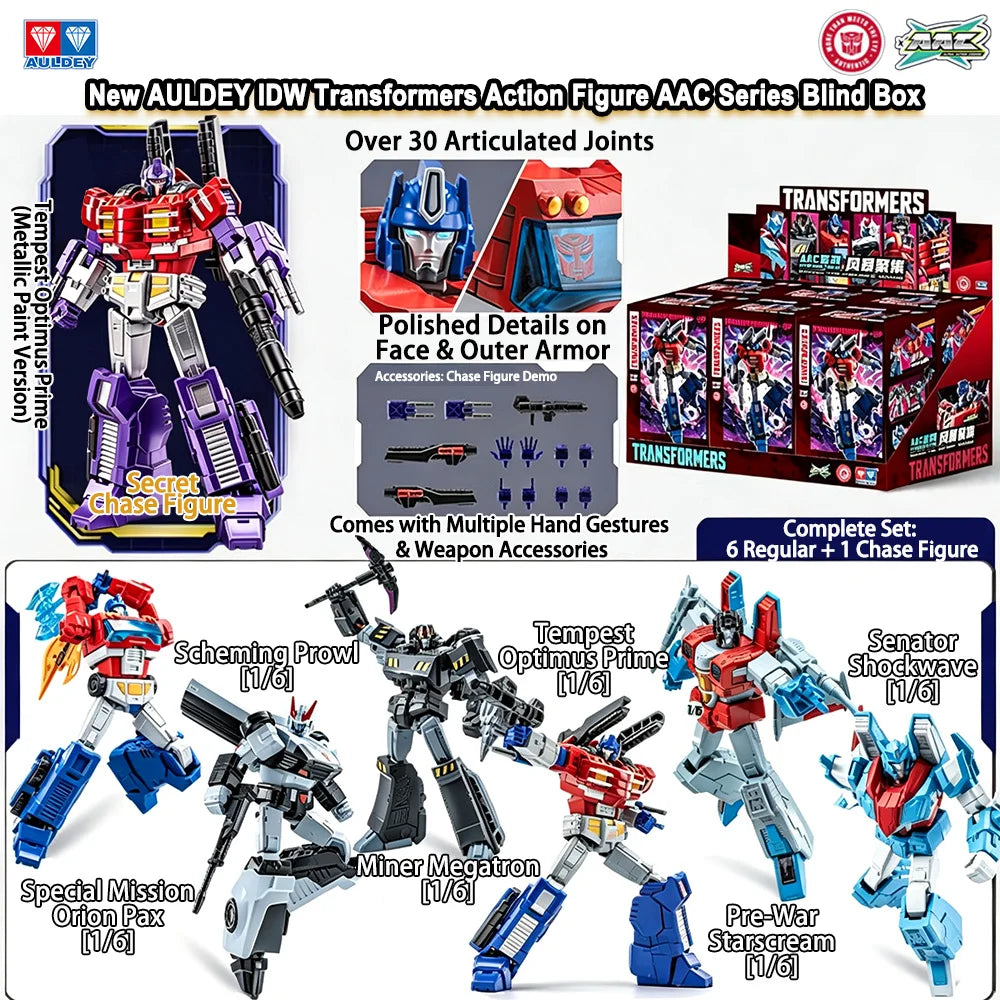 IDW Transformers Collectible Figure AULDEY AAC Blind Box Storm Gathering Mecha Model Optimus Orion 30+ Joint Action Figure Toys