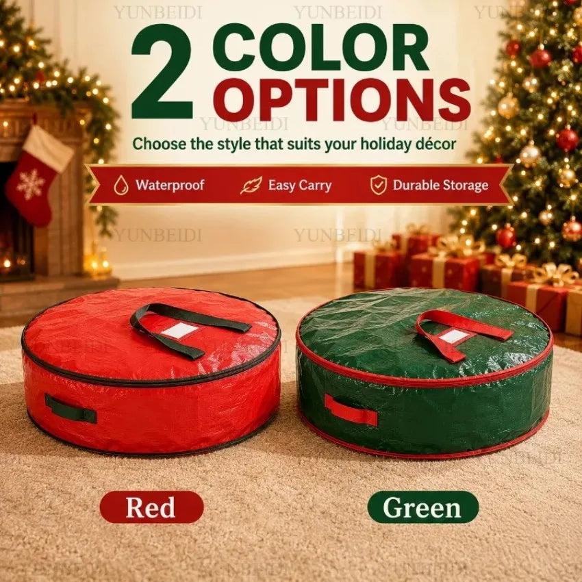 Christmas Decorative Ornaments Storage Bag Family Multi‑use Circular Wreath Storage Large Capacity Zipper Dust-proof Packing Bag