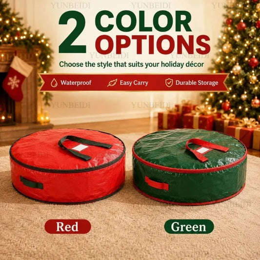 Christmas Decorative Ornaments Storage Bag Family Multi‑use Circular Wreath Storage Large Capacity Zipper Dust-proof Packing Bag