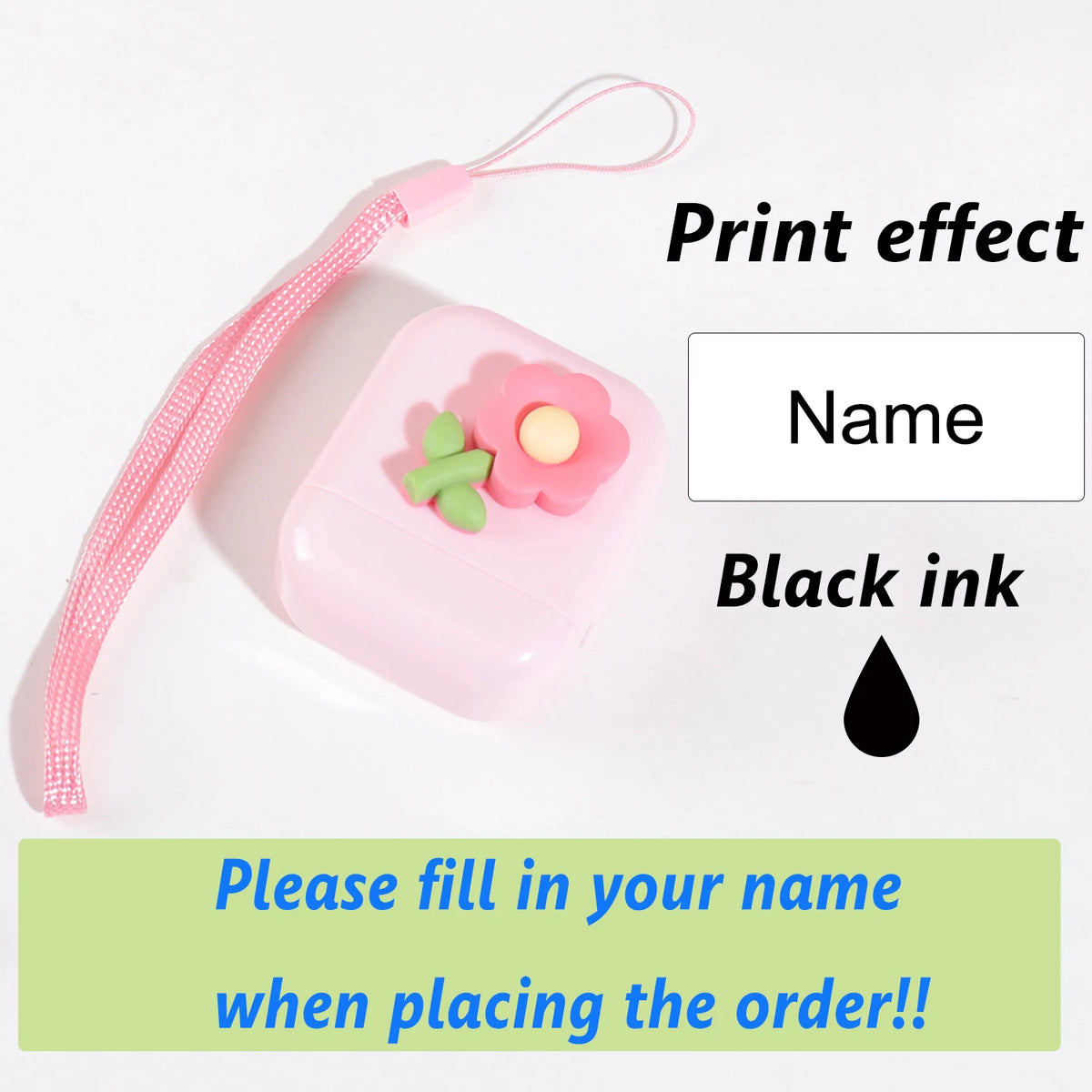 Flower Custom Kids Name Stamp Signature Customized Text Seal Waterproof Ink Kindergarten Clothing Label Personalized Name Stamp