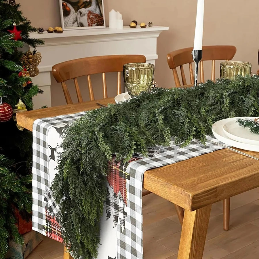 180Cm Artificial Plants Christmas Tree Cypress Leaf Garland Home Party Decor Outdoor Courtyard Pine Rattan Hanging Adorn Wreaths